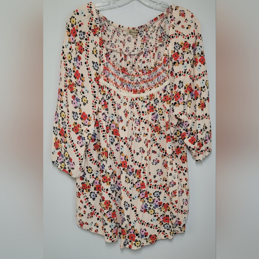 Democracy Multicolor Floral Blouse 2X Excellent Condition